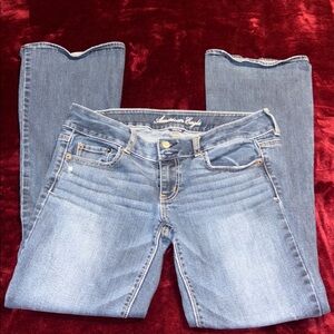 American Eagle Artist Low Rise Flare Jeans Sz 8 Medium Wash Y2K Casual Festival